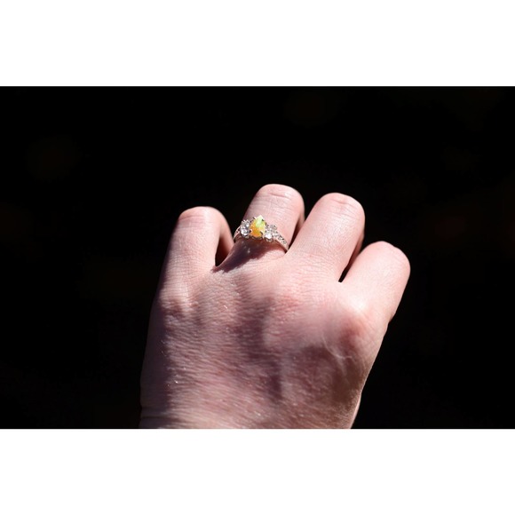 Raw Stone opal ring, rough opal, natural opal size 8 sterling silver - Picture 5 of 5